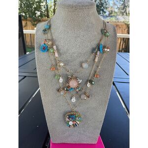 Betsey Johnson Weave & Sew Layered Mixed Multicolor Beaded Necklace